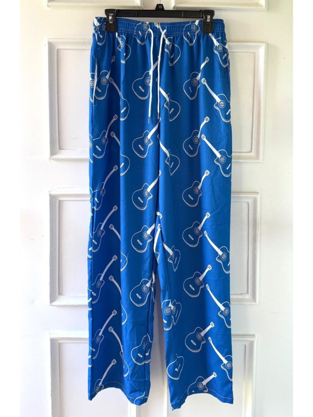 Guitar Print Lounge Pants Mens Large Blue Music Pajama Pants